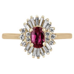 1.42tcw 14K Rubellite Tourmaline & Diamond Ballerina Ring Cushion-Oval Gold Ring