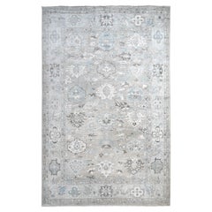 14'2"x18'10" Gray Hand Knotted Afghan Angora Oushak All Wool XL Oriental Rug