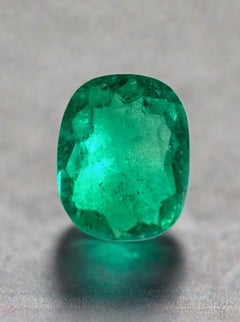 1,43 quilates 9x7 Esmeralda colombiana grande verde azulada - Gema alargada talla cojín