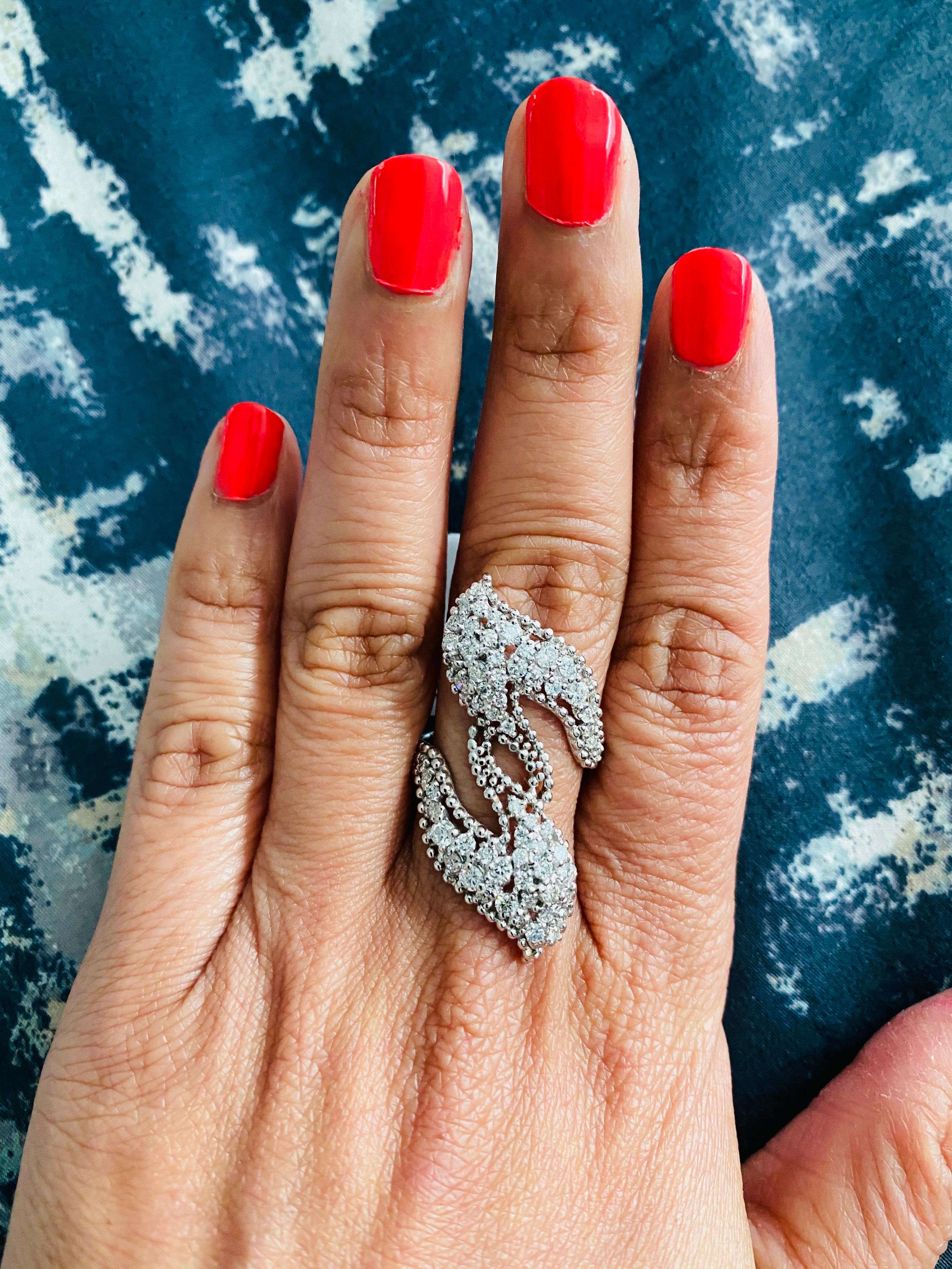 1.43 Carat Diamond 14 Karat White Gold Cocktail Ring In New Condition For Sale In Los Angeles, CA