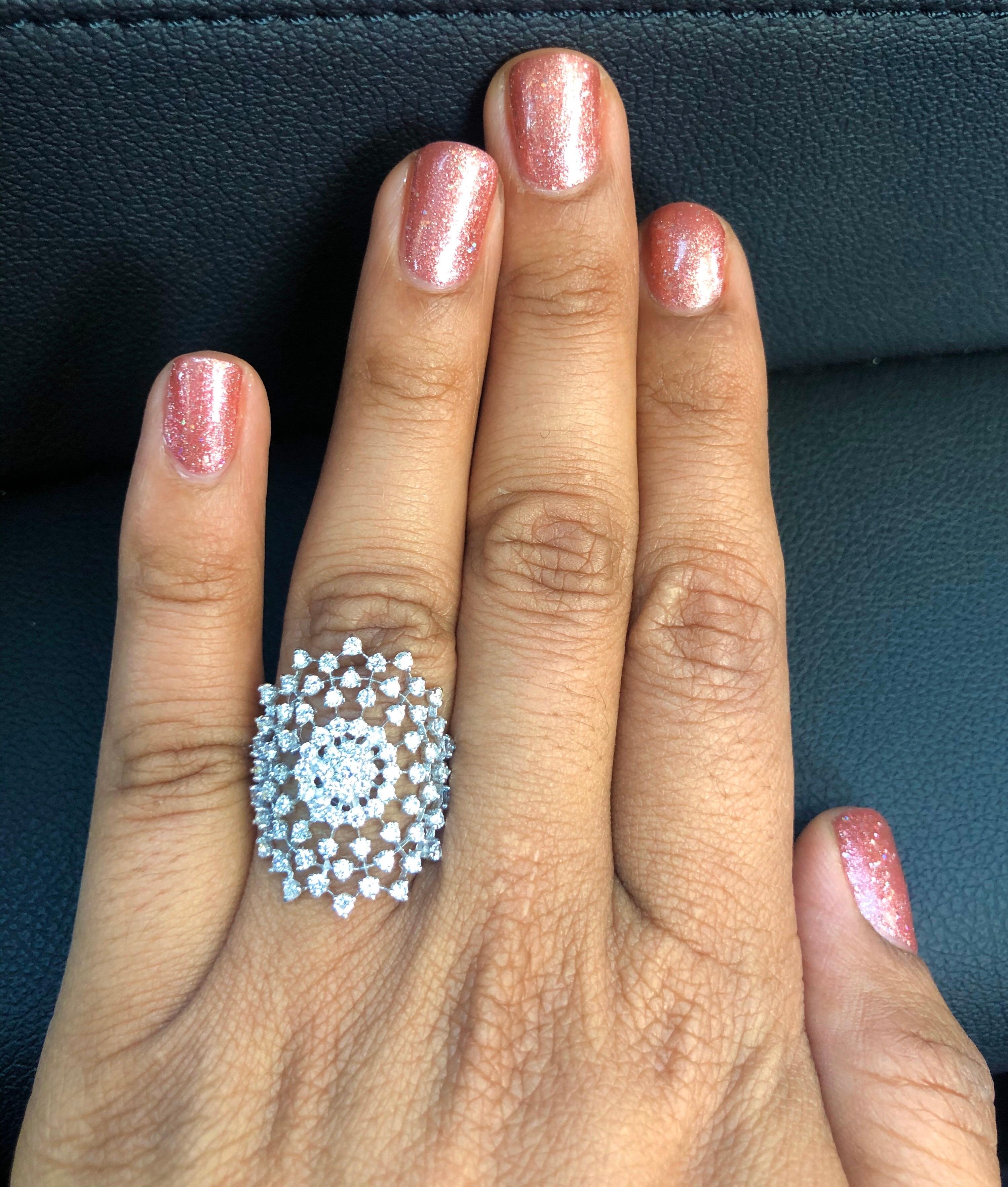 1.43 Carat Diamond 18 Karat White Gold Cocktail Ring In New Condition For Sale In Los Angeles, CA