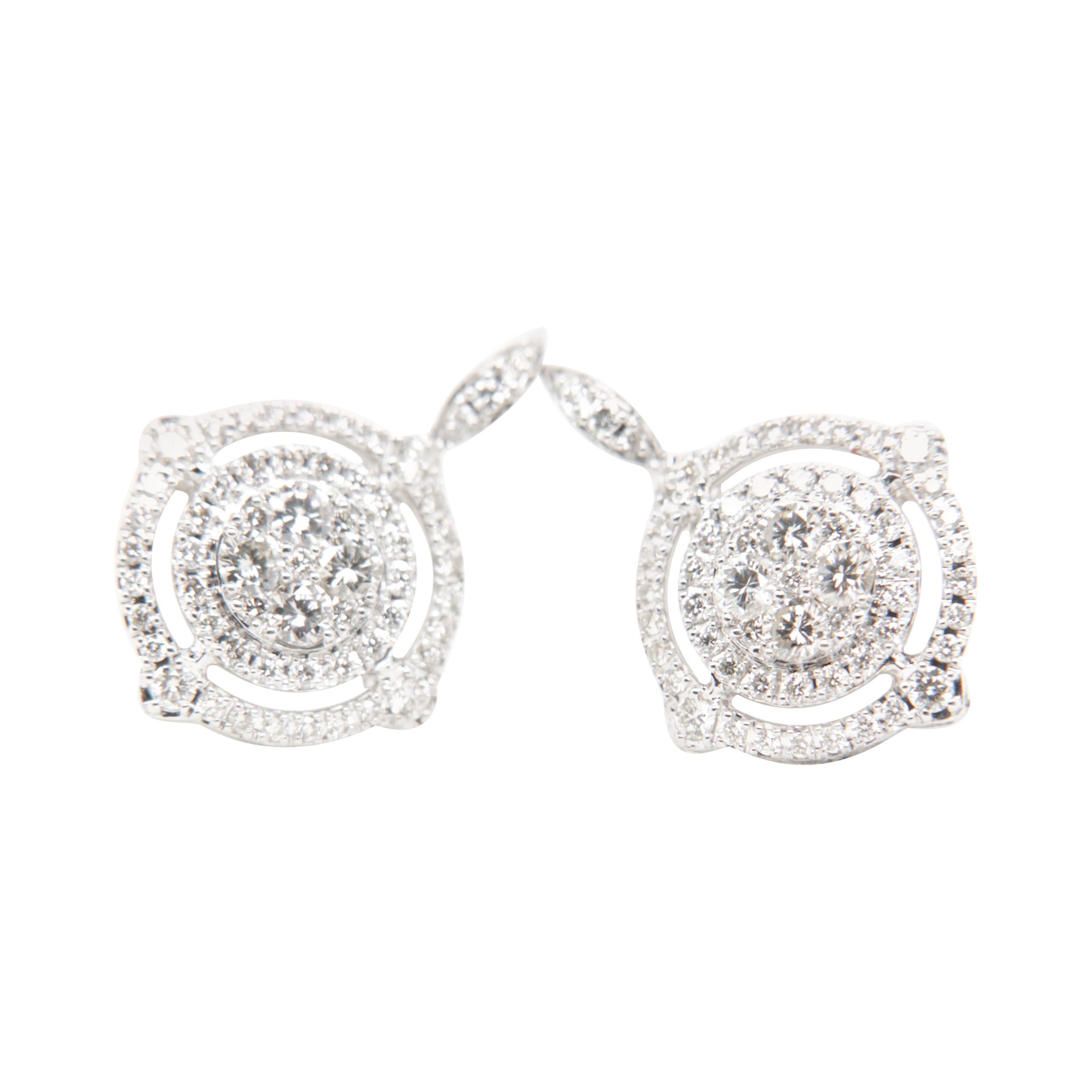 Boucles d'oreilles en or 18 carats avec diamants de 1,43 carat