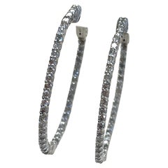 1.43 Carat Diamond Oval Hoops Earrings 14 Karat White Gold
