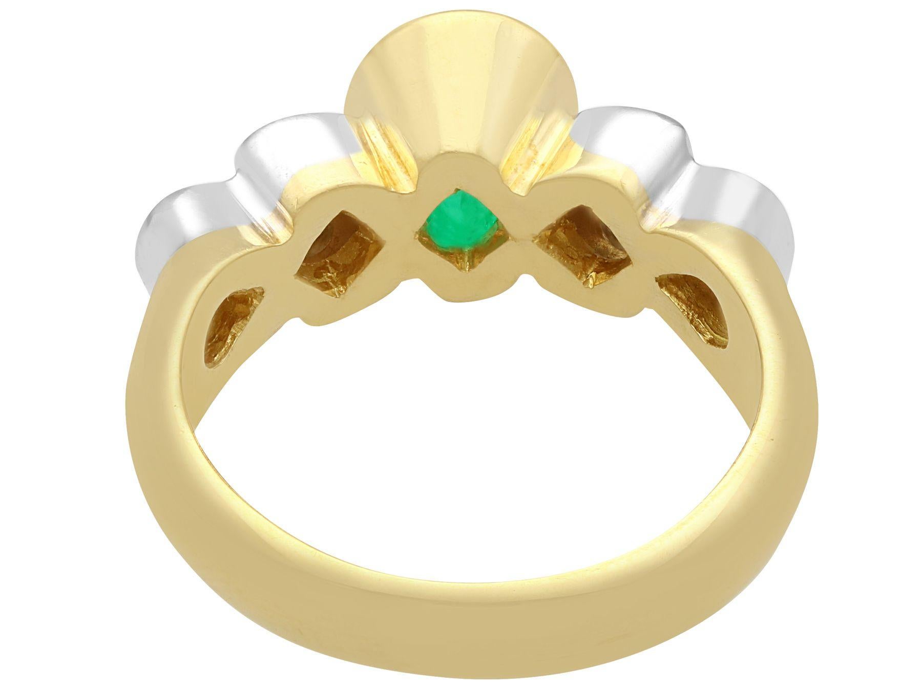 1.43 Carat Emerald and Diamond Yellow Gold Cocktail Ring In Excellent Condition In Jesmond, Newcastle Upon Tyne