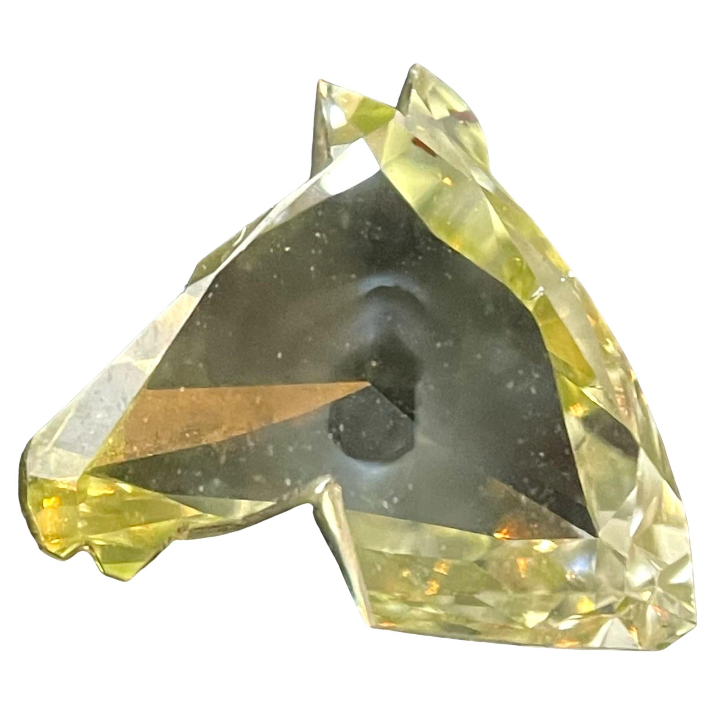 1.43 Carat Horse Brilliant Gia Certified Fancy Brownish Greenish Yellow SI2  For Sale