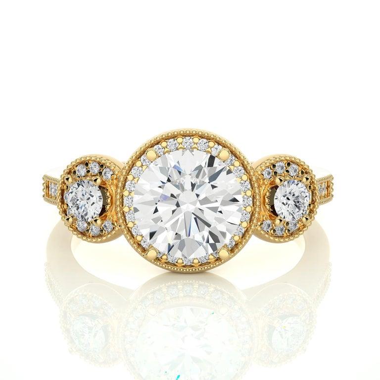 For Sale:  1.43 Carat Moissanite Yellow Gold Plated Ring for Graduation Gift in Silver 3
