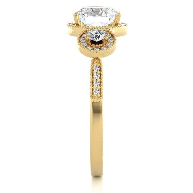 For Sale:  1.43 Carat Moissanite Yellow Gold Plated Ring for Graduation Gift in Silver 5