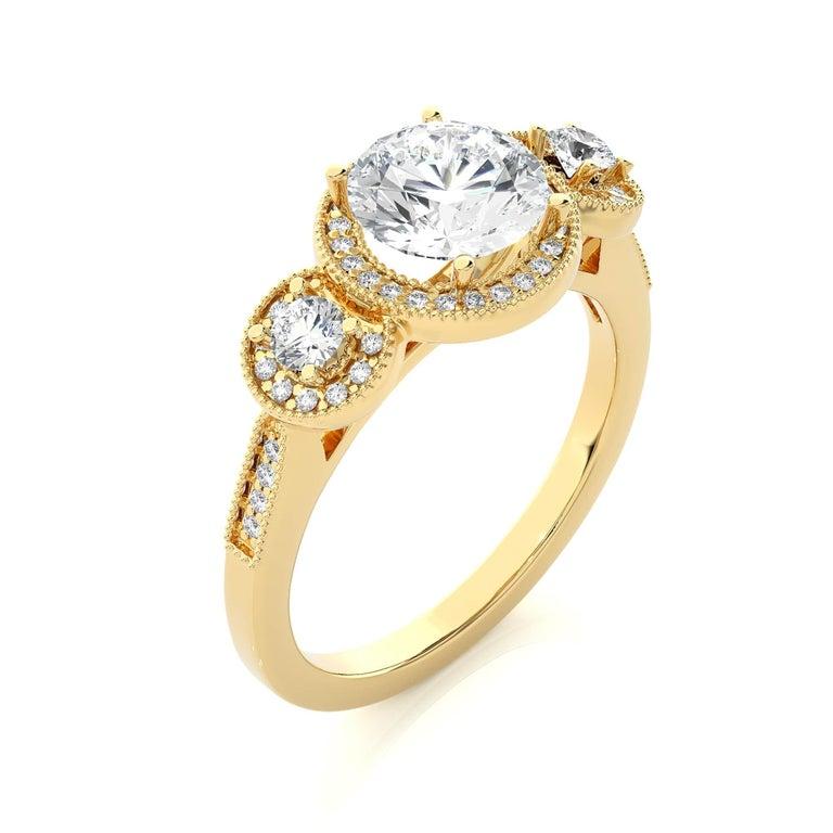 For Sale:  1.43 Carat Moissanite Yellow Gold Plated Ring for Graduation Gift in Silver 9