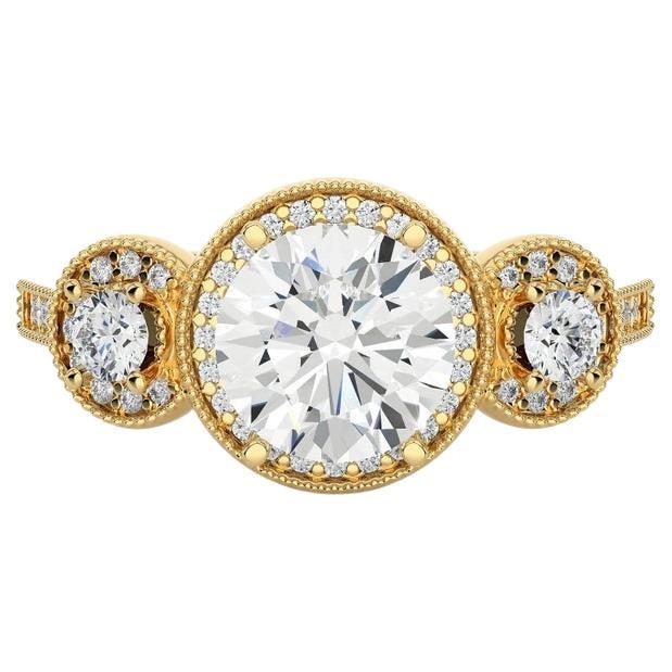 For Sale:  1.43 Carat Moissanite Yellow Gold Plated Ring for Graduation Gift in Silver