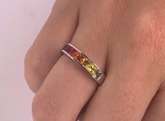 1.43 Carat Multi-Color Sapphire Rainbow Band Ring