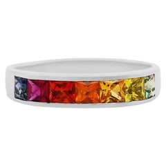 1.43 Carat Multi-Color Sapphire Rainbow Band Ring