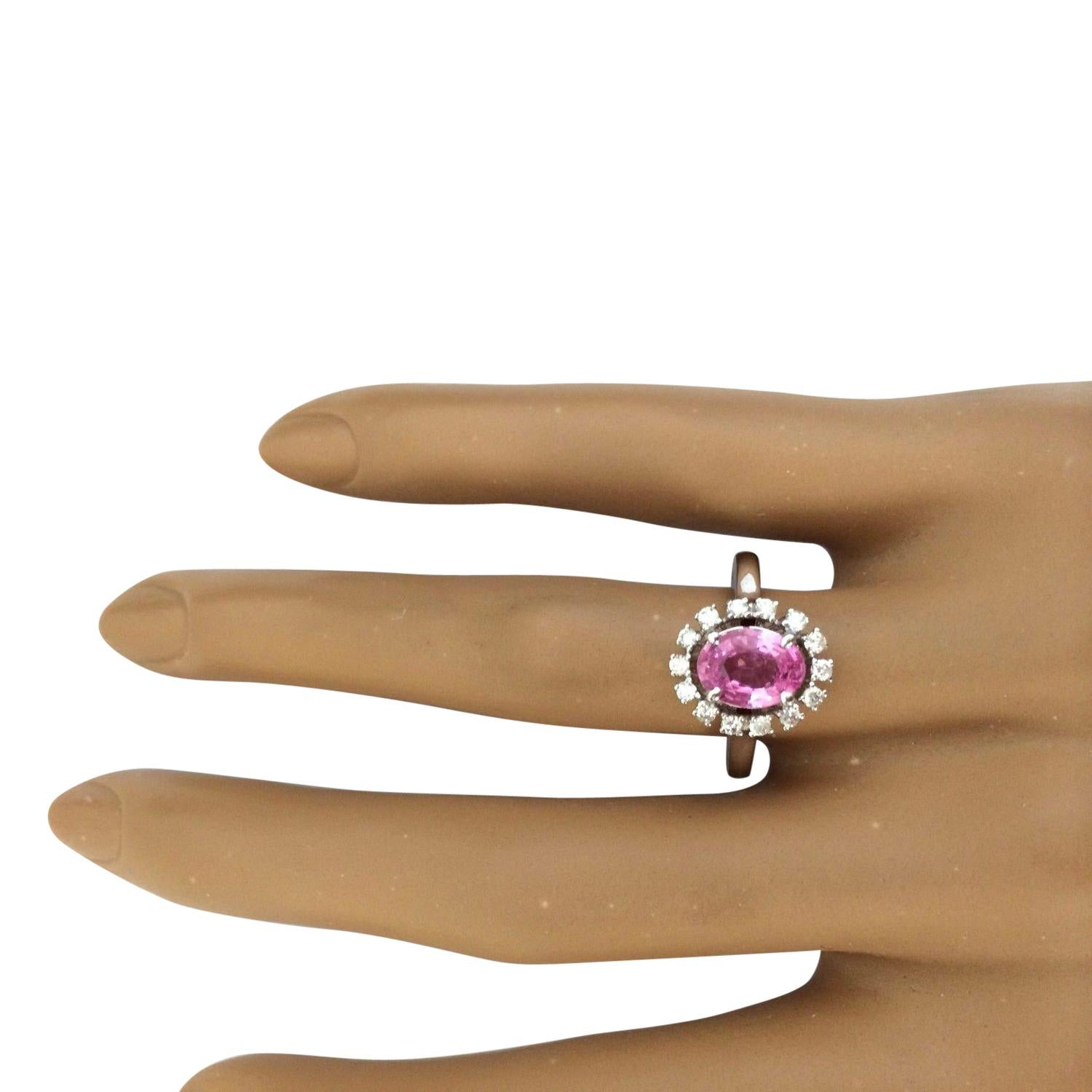 Women's 1.43 Carat Natural Sapphire 14 Karat Solid White Gold Diamond Ring For Sale