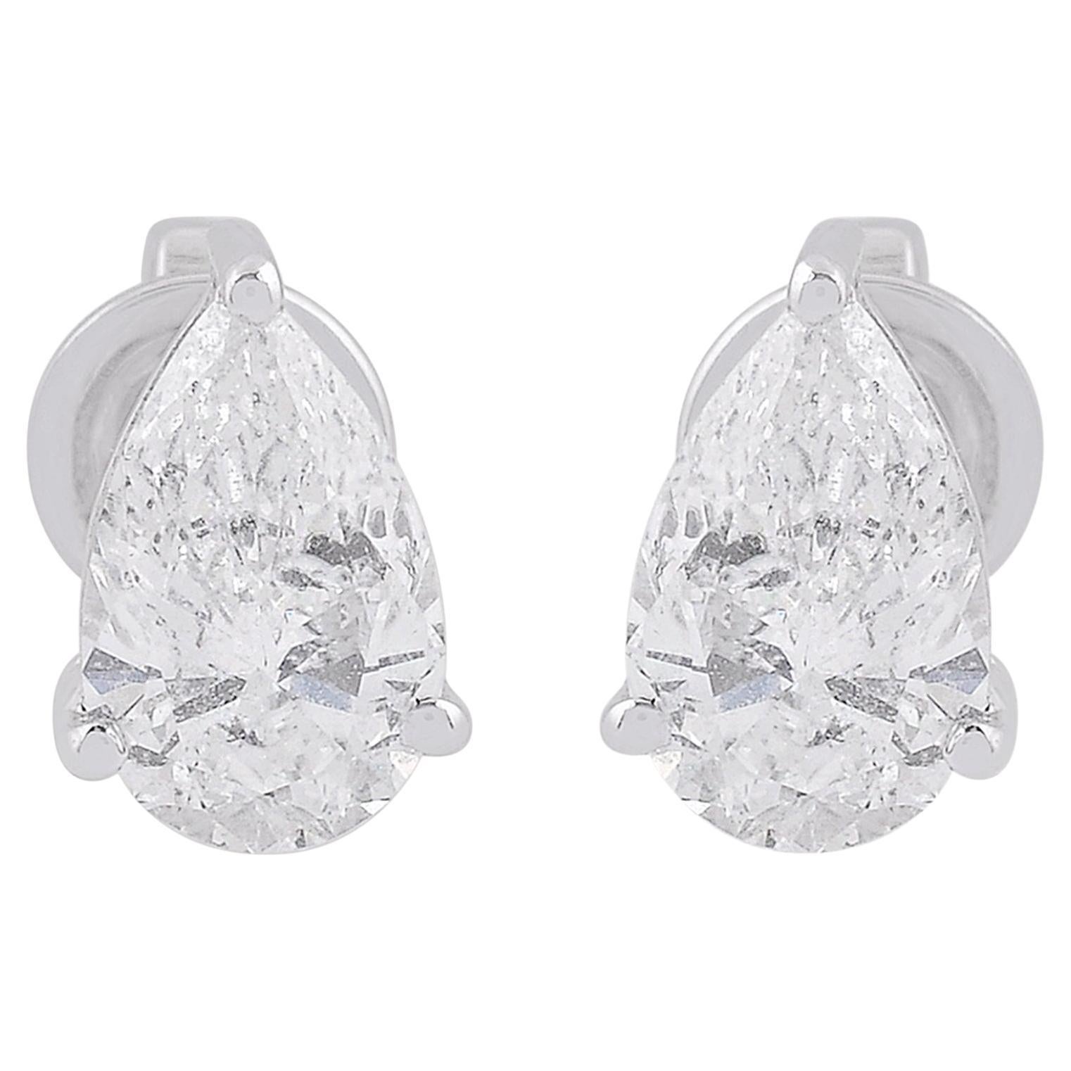 Orecchini con diamante solitario taglio pera da 1,43 carati in oro bianco 18 carati