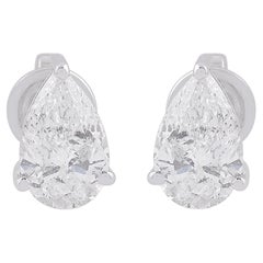 Orecchini con diamante solitario taglio pera da 1,43 carati in oro bianco 18 carati