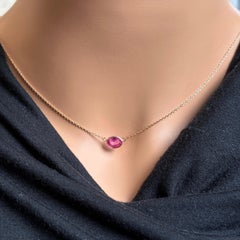 1.43 Carat Pink Sapphire Oval & Fashion Necklaces In 14K Rose Gold