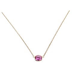 1.43 Carat Pink Sapphire Oval & Fashion Necklaces In 14K Rose Gold