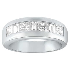 1.43 Carat Platinum Women's Princess Cut & Baguette Diamond Ring