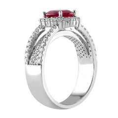 1.43 Carat Ruby and Diamond White Gold Cocktail Ring