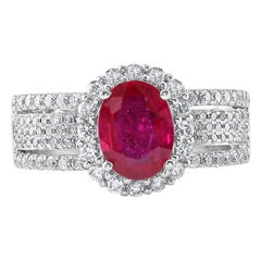 1.43 Carat Ruby and Diamond White Gold Cocktail Ring
