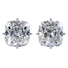 1.43 Carat Total Weight Antique Cushion Diamond Custom Made Platinum Studs