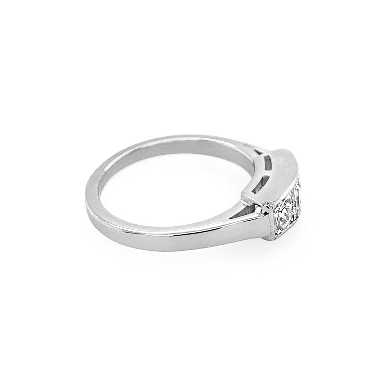 1.43 Carat 'total weight' Radiant Cut Diamond 3-Stone Channel Ring in Platinum For Sale 1