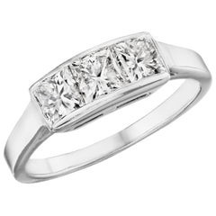 Vintage 1.43 Carat 'total weight' Radiant Cut Diamond 3-Stone Channel Ring in Platinum