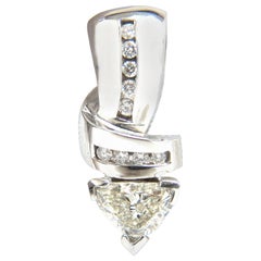 1.43 Carat Trilliant Natural Diamonds Pendant / Enhancer Slide Omega Necklace