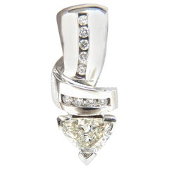 1.43 Carat Trilliant Natural Diamonds Pendant / Enhancer Slide Omega Necklace*