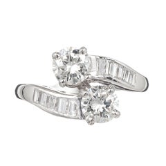 1.43 Carat Two Round Diamond Bypass Platinum Engagement Ring