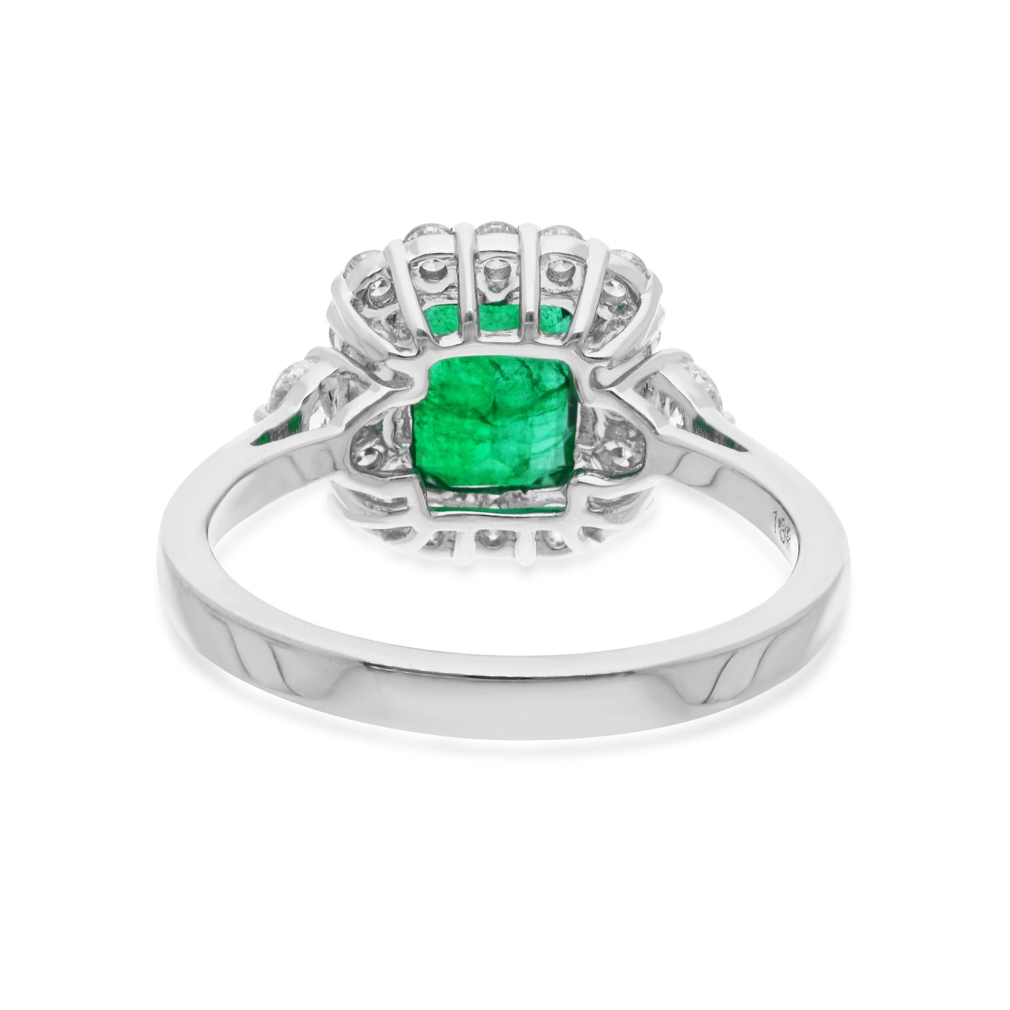 1.43 Carat Zambian Emerald Cocktail Ring 0.55 Carat Diamond 18 Karat White Gold (Moderne) im Angebot