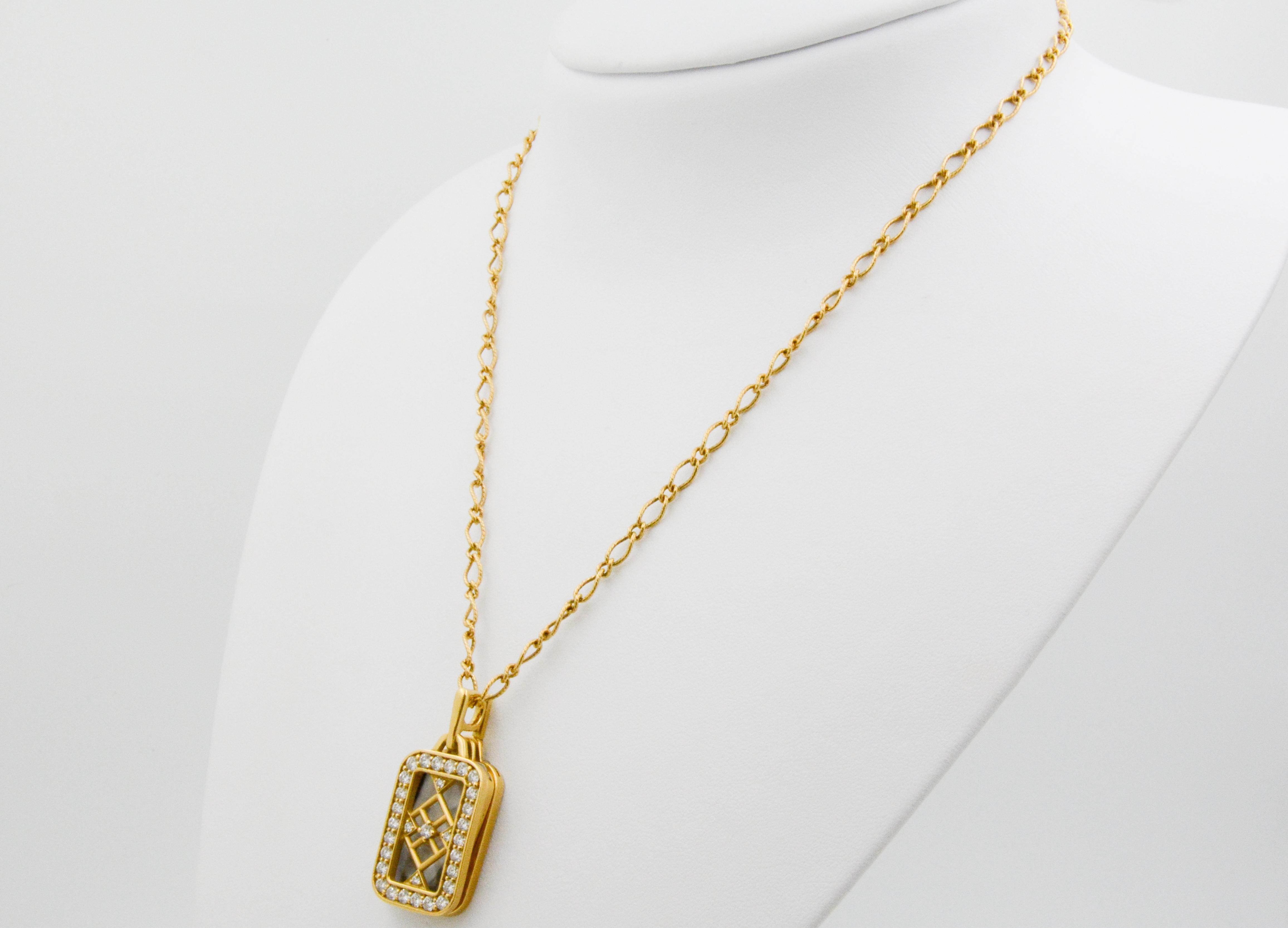 Monica Kosann Image Holder Diamond 18 Karat Yellow Gold Pendant In New Condition In Dallas, TX