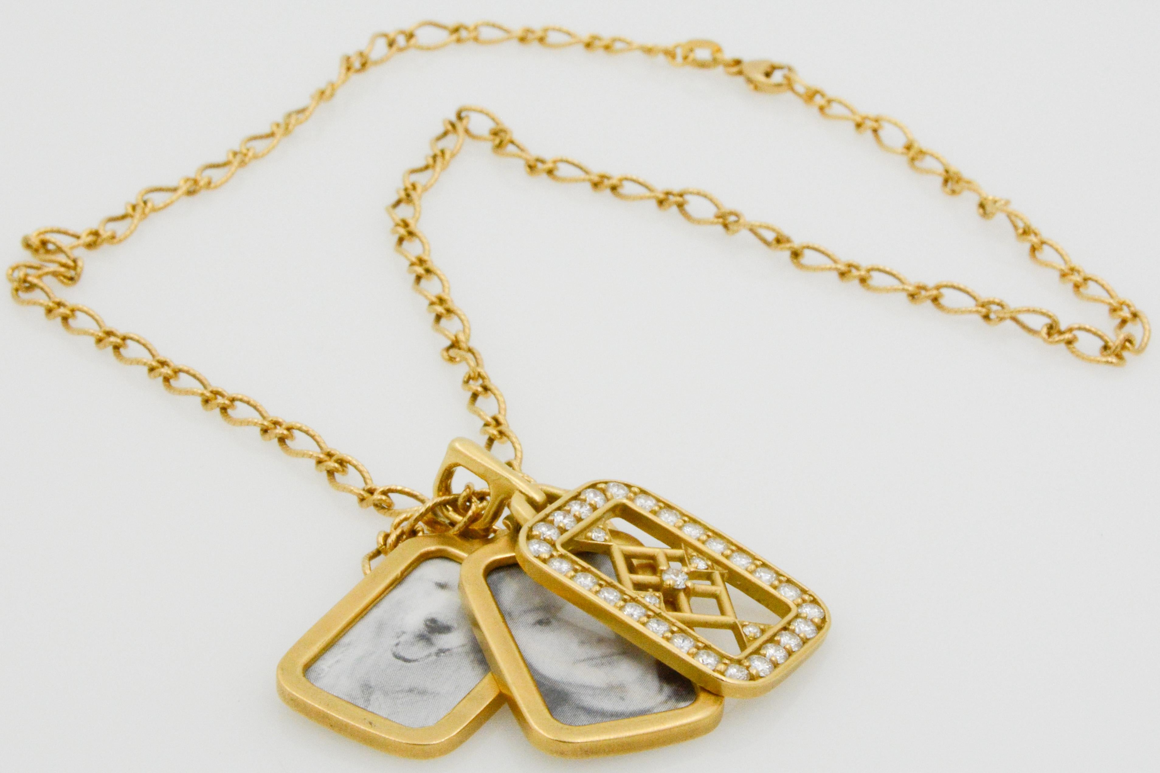 Women's Monica Kosann Image Holder Diamond 18 Karat Yellow Gold Pendant