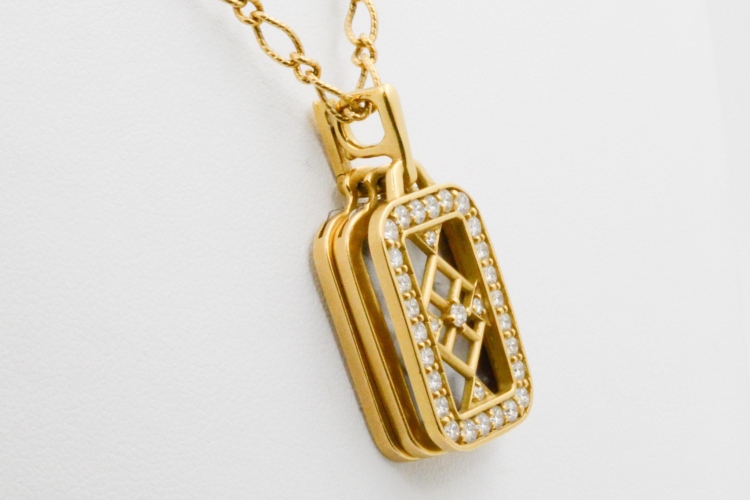 Monica Kosann Image Holder Diamond 18 Karat Yellow Gold Pendant 2