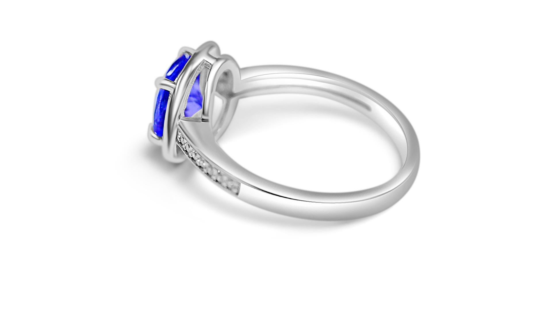 Art Deco  1.43 Ct Tanzanite Sustainable Ring 925 Sterling Silver Engagement Ring Women's For Sale