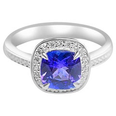 1.43 Ct Tanzanite Sustainable Ring 925 Sterling Silver Engagement Ring Women's