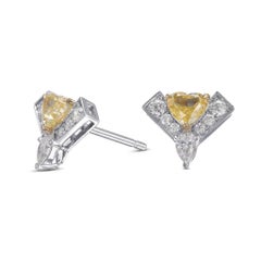 1.43 cts CS's GIA Certified Fancy Intense Yellow Heart & Diamond Pave Earrings