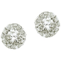 Vintage 1.43 Carat Big Round & Marquise Certified Diamond Earring in 14 Karat White