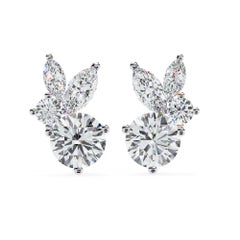 1.43 CTW Round & Marquise Diamond Stud Earrings in 14K Gold, SI Natural Diamonds