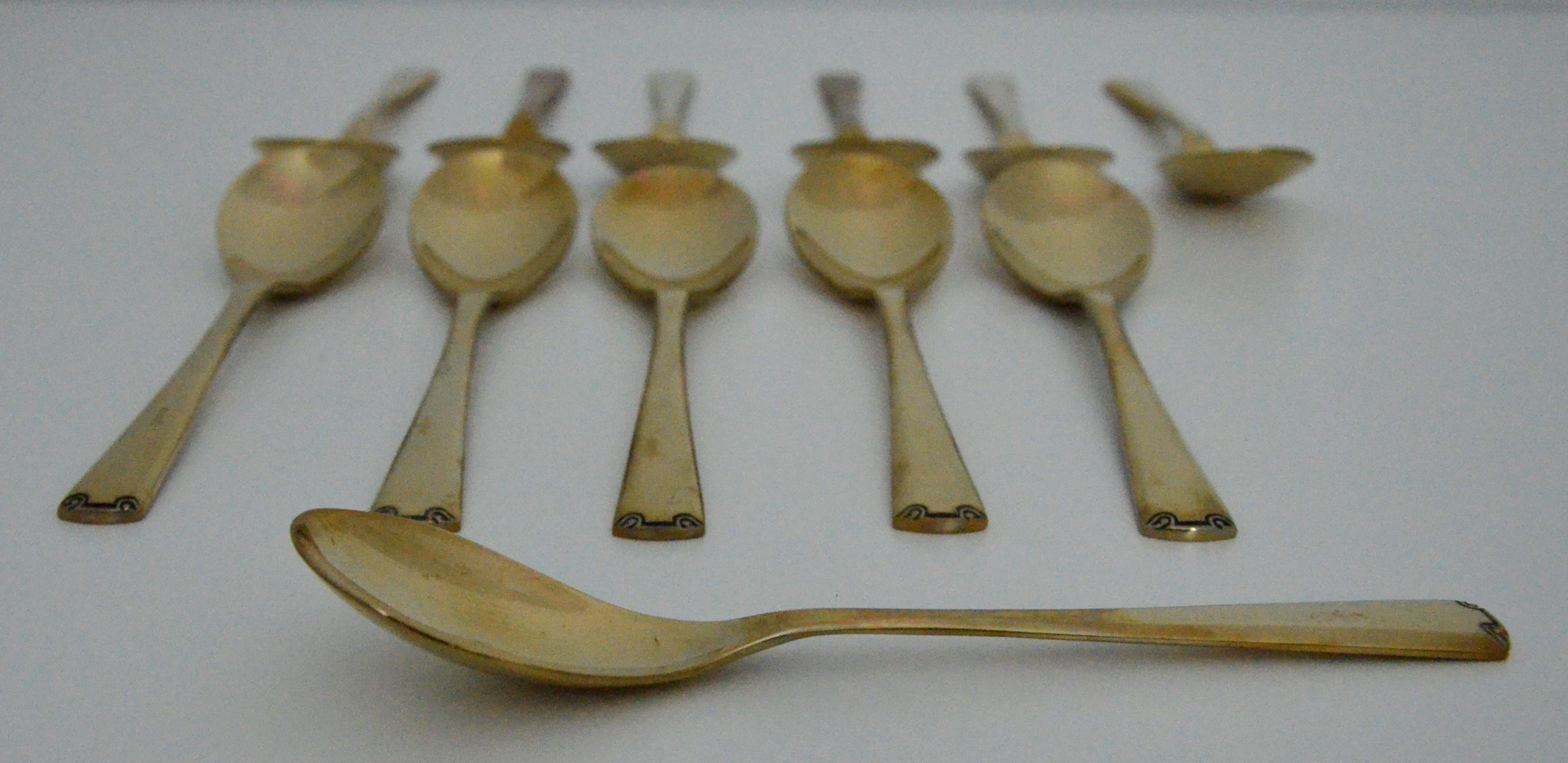 143 Piece Brass Plate Flatware with Service for Twelve and Twelve Serving Pieces 5
