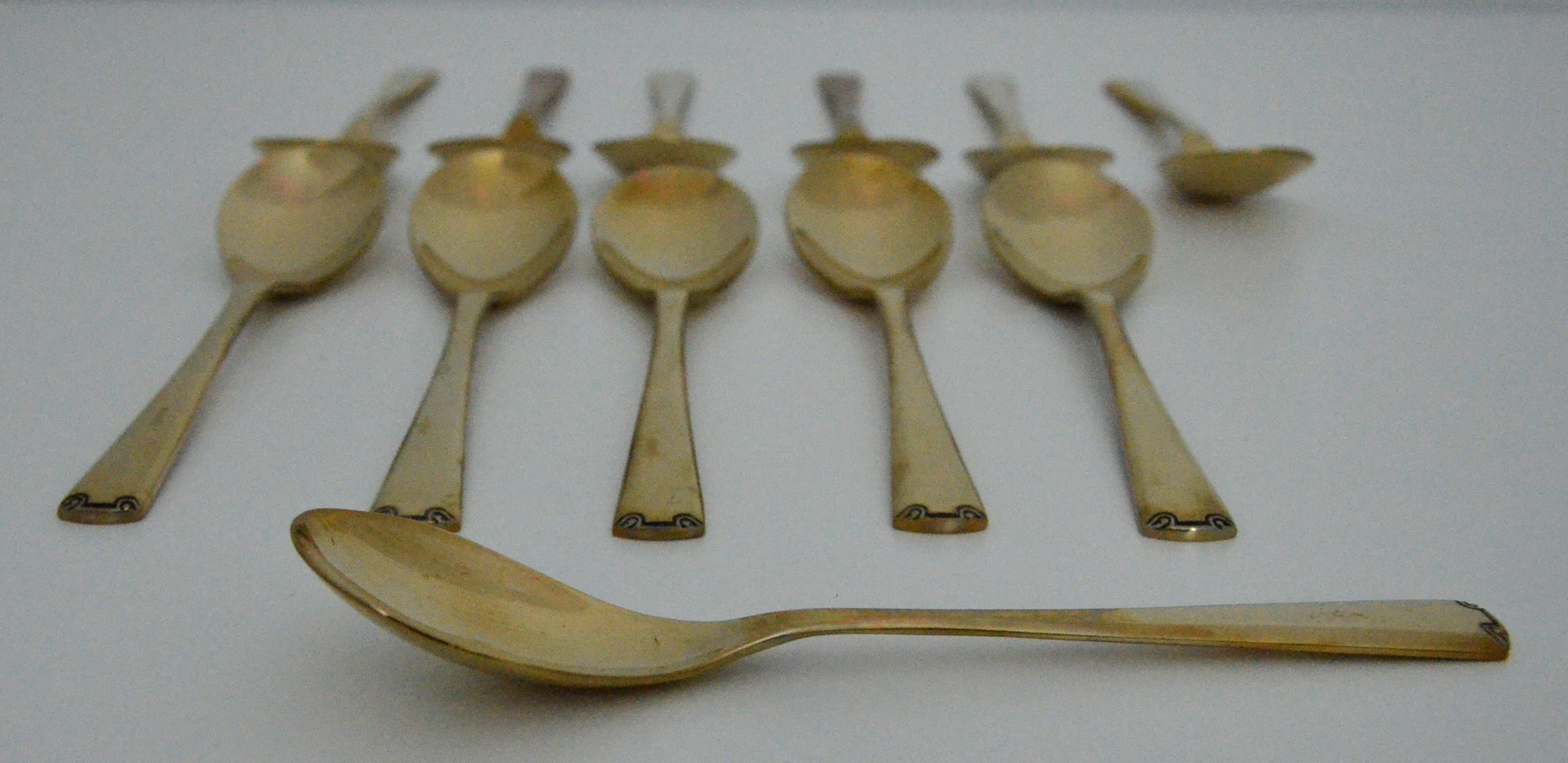 143 Piece Brass Plate Flatware with Service for Twelve and Twelve Serving Pieces 4