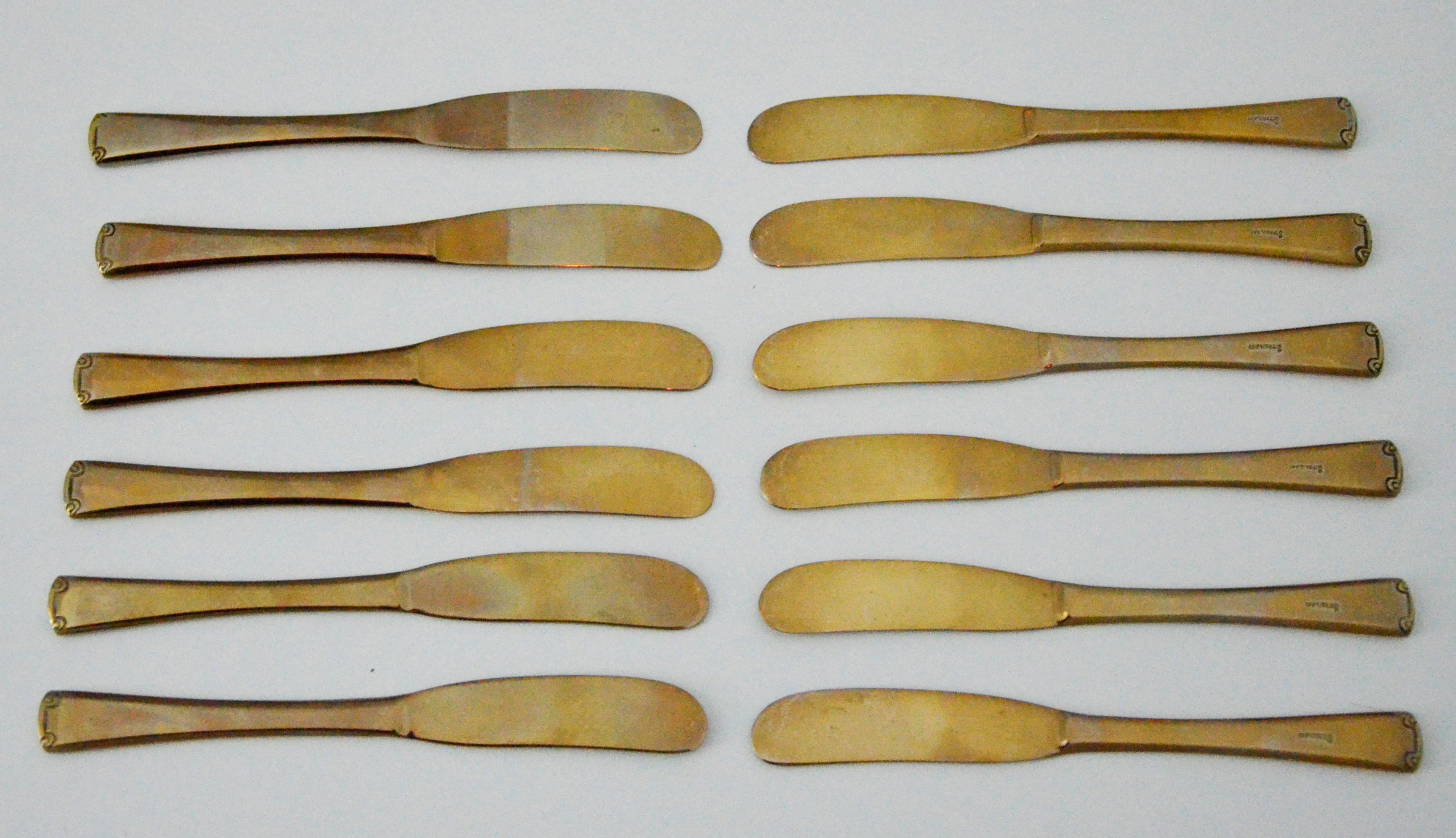 143 Piece Brass Plate Flatware with Service for Twelve and Twelve Serving Pieces 9