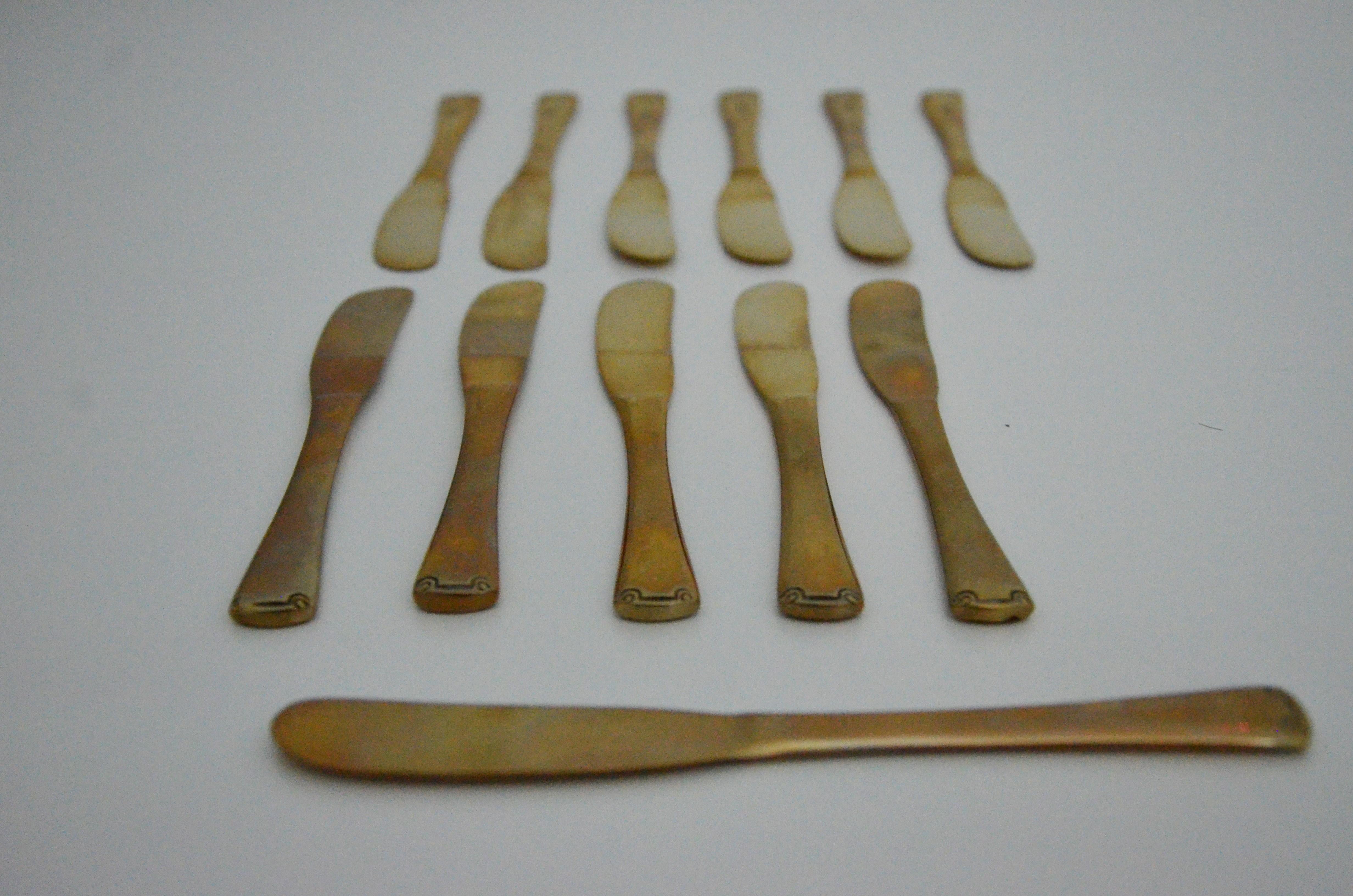 143 Piece Brass Plate Flatware with Service for Twelve and Twelve Serving Pieces 10