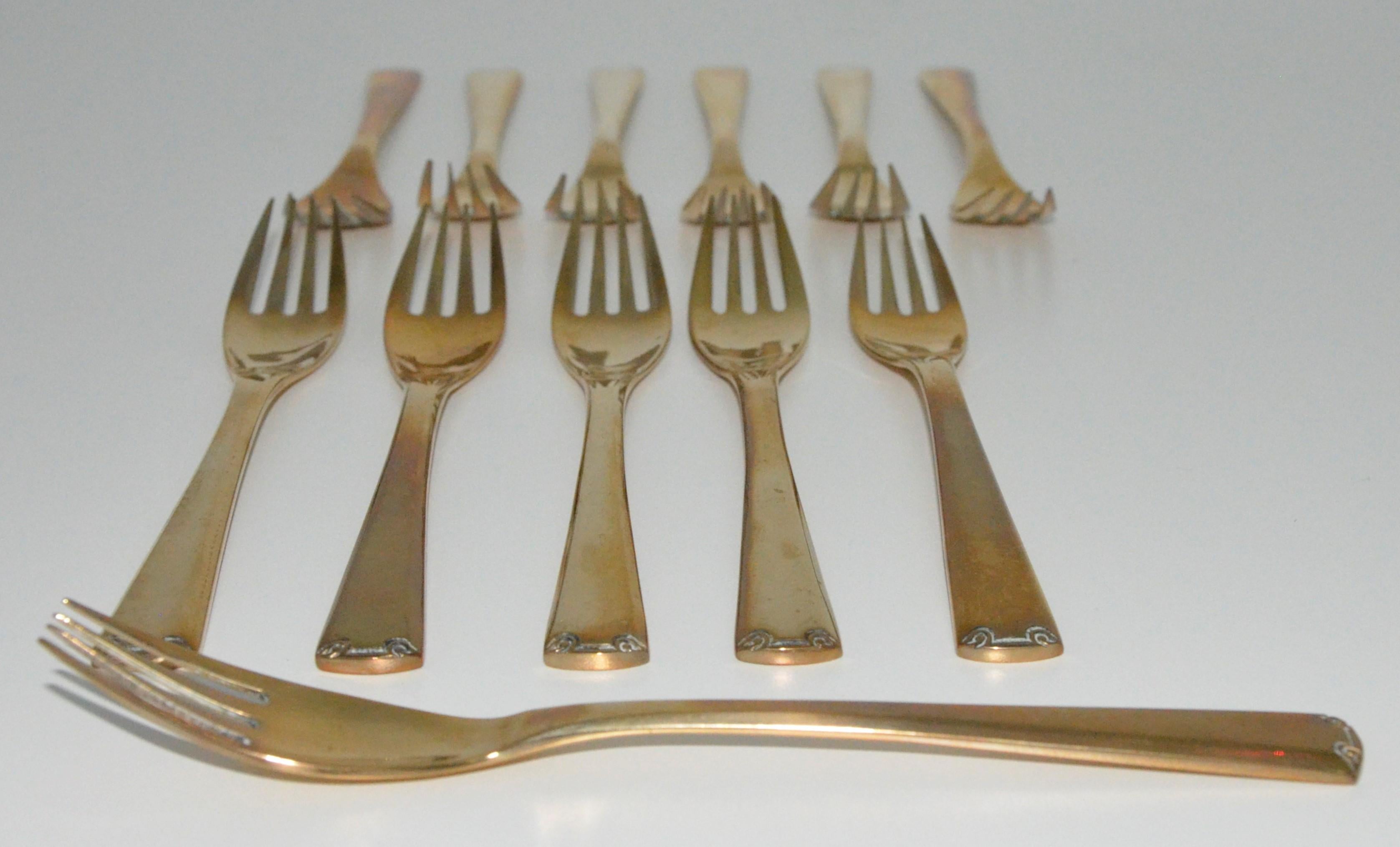 Thai 143 Piece Brass Plate Flatware with Service for Twelve and Twelve Serving Pieces