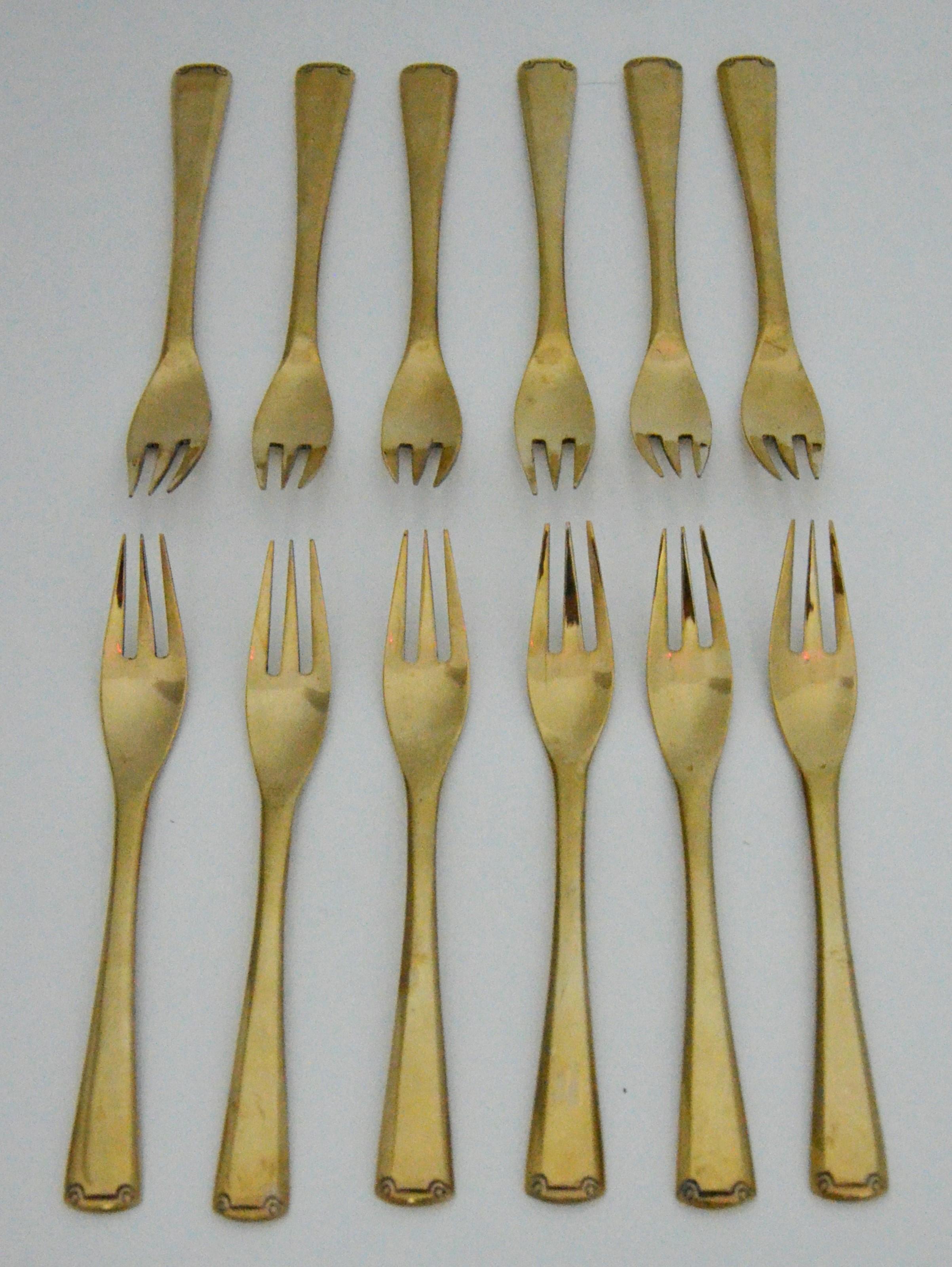 Plated 143 Piece Brass Plate Flatware with Service for Twelve and Twelve Serving Pieces