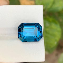 14.30 Carat Natural Loose London Blue Topaz Stone Emerald Cut African Gemstone
