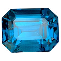 14.30 Carat Natural Loose London Blue Topaz Stone Emerald Cut African Gemstone