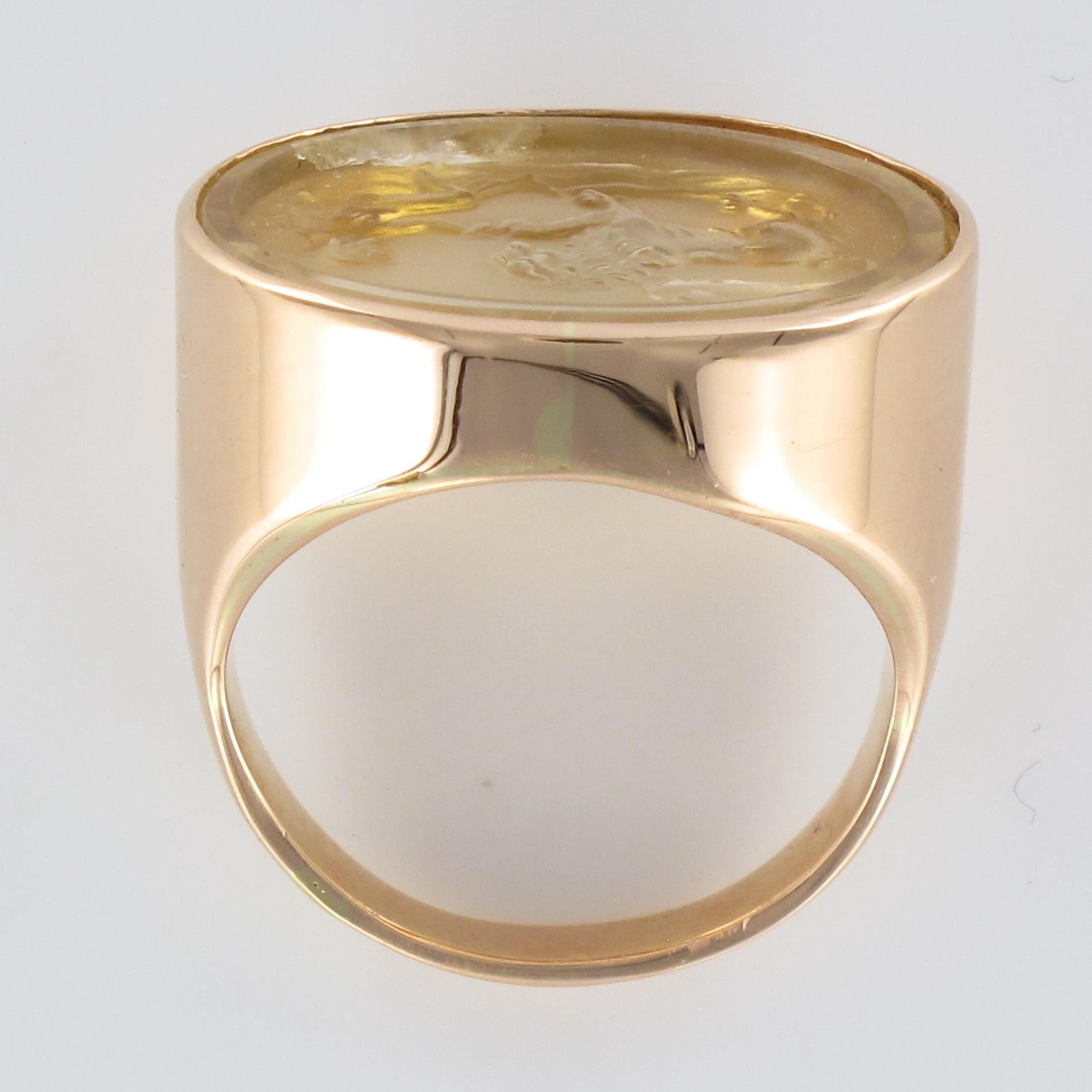 14.30 Carat Quartz Cameo 18 Karat Rose Gold Unisex Ring For Sale 7