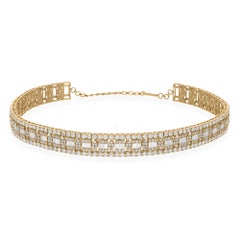 14.30 Carat SI/H Baguette Round Brilliant Cut Diamond Necklace 18k Yellow Gold 14.30 Carat SI/H Baguette Round Brilliant Cut Diamond Necklace 18k Yellow Gold