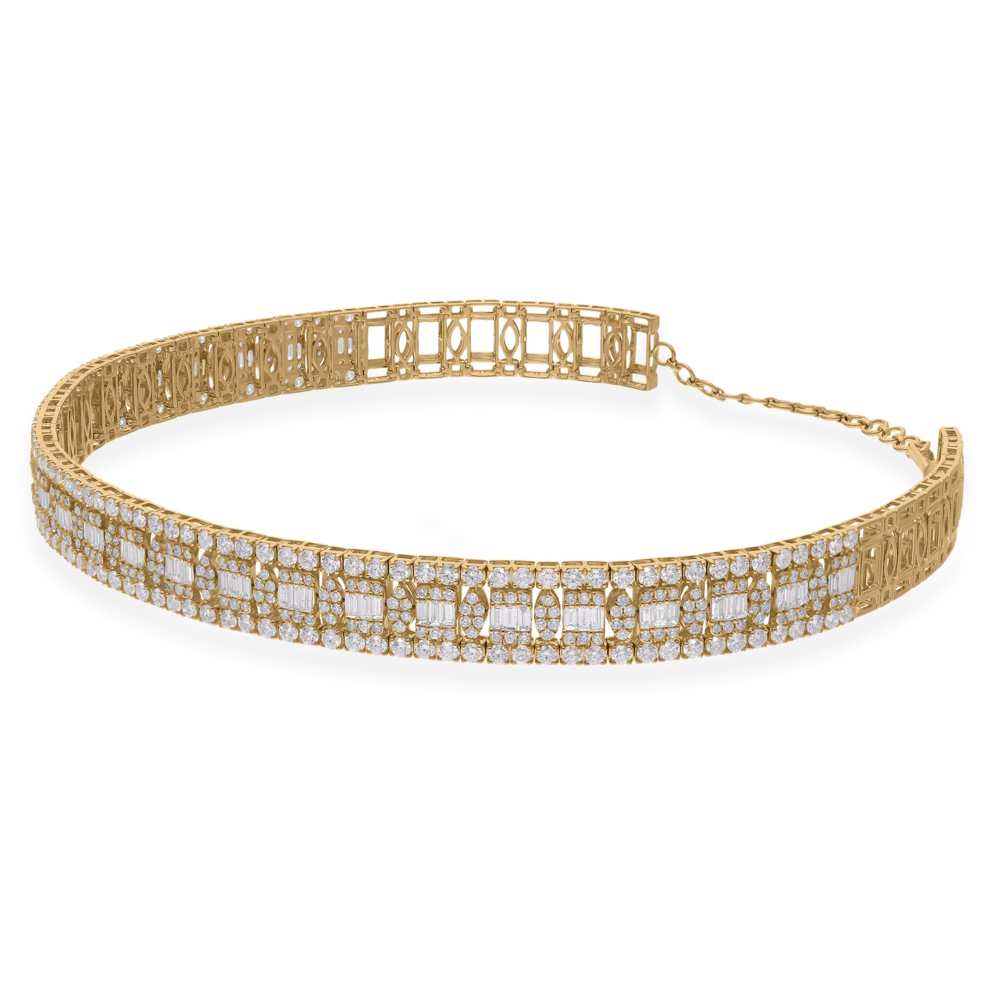 Cast from 18-karat gold, these exquisite necklace is handset with 14.30 carats of sparkling diamonds.

FOLLOW SPECTRUM JEWELS storefront to view the latest collection & exclusive pieces. Spectrum Jewels is proudly rated as a Top Seller on 1stdibs