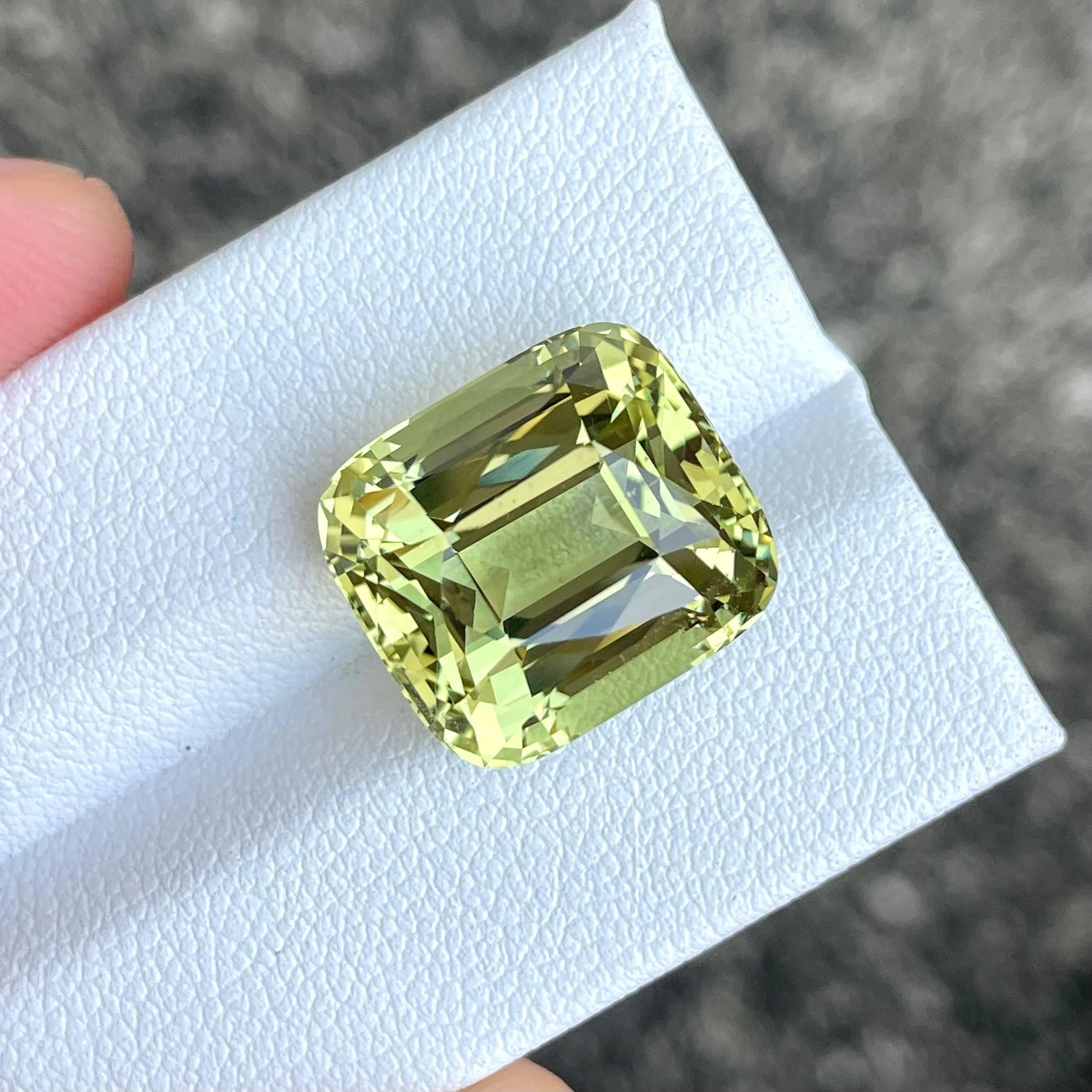 Poids 14,30 carats 
Dimensions 14,8x13,2x10,9 mm
Traitement aucun 
Origine Afrique 
Clarté de l'œil 
Coussin de forme 
Coupe fantaisie coussin 



Cet exquis béryl jaune de 14,30 carats, connu sous le nom d'Héliodore, rayonne d'une chaleur et d'une